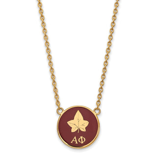 Sterling Silver Gold-plated LogoArt Alpha Phi Sorority Symbol Large Color Enamel Pendant 18 inch Necklace GP043APH-18
