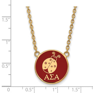 Sterling Silver Gold-plated LogoArt Alpha Sigma Alpha Sorority Symbol Large Color Enamel Pendant 18 inch Necklace GP043ASI-18