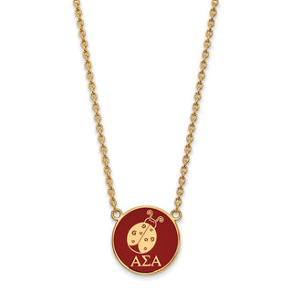 Sterling Silver Gold-plated LogoArt Alpha Sigma Alpha Sorority Symbol Large Color Enamel Pendant 18 inch Necklace GP043ASI-18