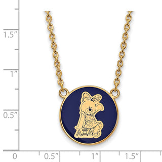 Sterling Silver Gold-plated LogoArt Alpha Xi Delta Sorority Symbol Large Color Enamel Pendant 18 inch Necklace GP043AXD-18