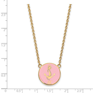Sterling Silver Gold-plated LogoArt Delta Gamma Sorority Symbol Large Color Enamel Pendant 18 inch Necklace GP043DG-18