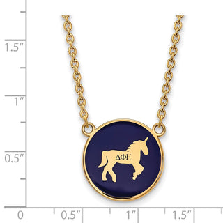 Sterling Silver Gold-plated LogoArt Delta Phi Epsilon Sorority Symbol Large Color Enamel Pendant 18 inch Necklace GP043DPH-18