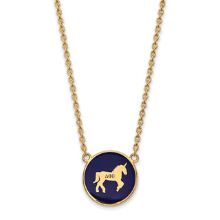 Sterling Silver Gold-plated LogoArt Delta Phi Epsilon Sorority Symbol Large Color Enamel Pendant 18 inch Necklace GP043DPH-18