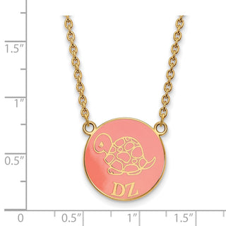 Sterling Silver Gold-plated LogoArt Delta Zeta Sorority Symbol Large Color Enamel Pendant 18 inch Necklace GP043DZ-18