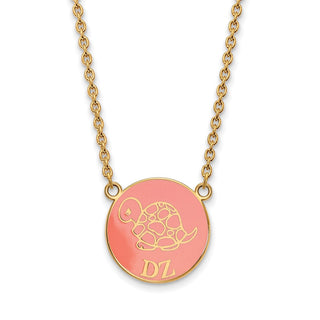 Sterling Silver Gold-plated LogoArt Delta Zeta Sorority Symbol Large Color Enamel Pendant 18 inch Necklace GP043DZ-18