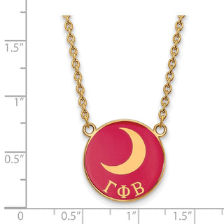 Sterling Silver Gold-plated LogoArt Gamma Phi Beta Sorority Symbol Large Color Enamel Pendant 18 inch Necklace GP043GPB-18