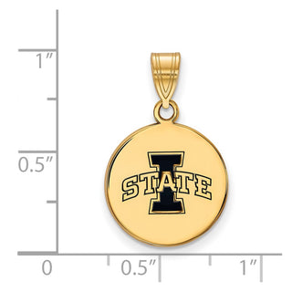 Sterling Silver Gold-plated LogoArt Iowa State University Medium Enameled Disc Pendant