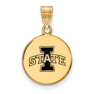 Sterling Silver Gold-plated LogoArt Iowa State University Medium Enameled Disc Pendant