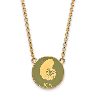 Sterling Silver Gold-plated LogoArt Kappa Delta Sorority Symbol Large Color Enamel Pendant 18 inch Necklace GP043KD-18