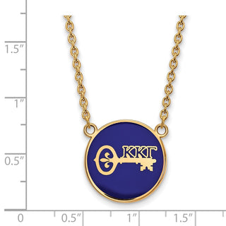 Sterling Silver Gold-plated LogoArt Kappa Kappa Gamma Sorority Symbol Large Color Enamel Pendant 18 inch Necklace GP043KKG-18