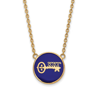Sterling Silver Gold-plated LogoArt Kappa Kappa Gamma Sorority Symbol Large Color Enamel Pendant 18 inch Necklace GP043KKG-18