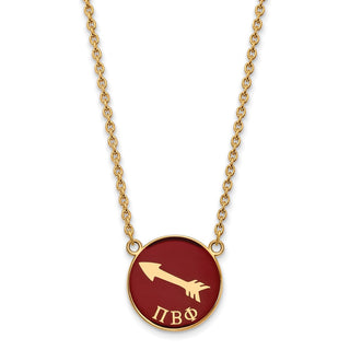 Sterling Silver Gold-plated LogoArt Pi Beta Phi Sorority Symbol Large Color Enamel Pendant 18 inch Necklace GP043PBP-18