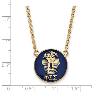 Sterling Silver Gold-plated LogoArt Phi Sigma Sigma Sorority Symbol Large Color Enamel Pendant 18 inch Necklace GP043PSS-18