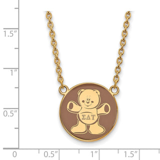 Sterling Silver Gold-plated LogoArt Sigma Delta Tau Sorority Symbol Large Color Enamel Pendant 18 inch Necklace GP043SDT-18