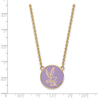Sterling Silver Gold-plated LogoArt Sigma Kappa Sorority Symbol Large Color Enamel Pendant 18 inch Necklace GP043SKP-18