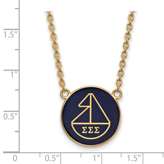 Sterling Silver Gold-plated LogoArt Sigma Sigma Sigma Sorority Symbol Large Color Enamel Pendant 18 inch Necklace GP043SSS-18