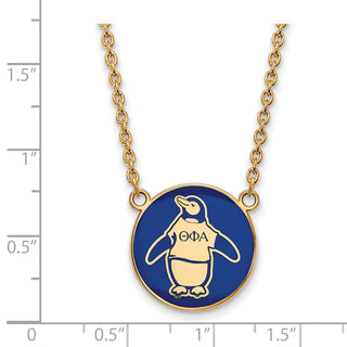 Sterling Silver Gold-plated LogoArt Theta Phi Alpha Sorority Symbol Large Color Enamel Pendant 18 inch Necklace GP043TPA-18