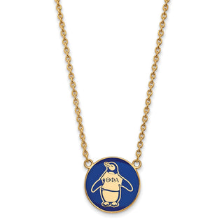 Sterling Silver Gold-plated LogoArt Theta Phi Alpha Sorority Symbol Large Color Enamel Pendant 18 inch Necklace GP043TPA-18