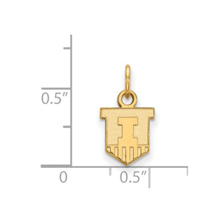 10k Gold LogoArt University of Illinois Victory Badge Extra Small Pendant