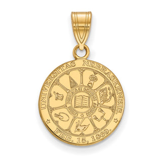 Sterling Silver Gold-plated LogoArt University of Nebraska Medium Crest Pendant