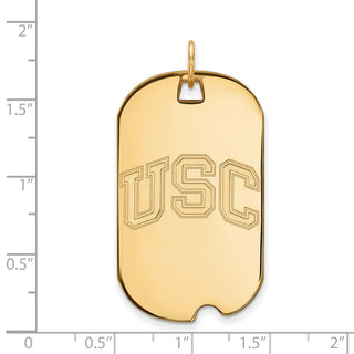 Sterling Silver Gold-plated LogoArt University of Southern California U-S-C Large Dog Tag Pendant
