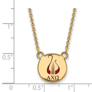 Sterling Silver Gold-plated LogoArt Alpha Chi Omega Sorority Symbol Small Color Enamel Pendant 18 inch Necklace GP044ACO-18