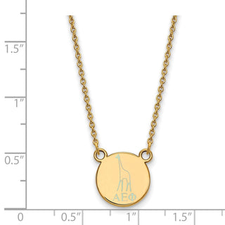 Sterling Silver Alpha Epsilon Phi Sorority Necklace - Extra Small Symbol Enamel Pendant, 18in Chain, Gold-Plated