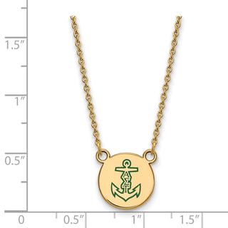 Sterling Silver Gold-plated LogoArt Alpha Sigma Tau Sorority Symbol Small Color Enamel Pendant 18 inch Necklace GP044ALS-18