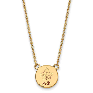 Sterling Silver Gold-plated LogoArt Alpha Phi Sorority Symbol Small Color Enamel Pendant 18 inch Necklace GP044APH-18
