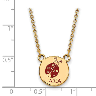 Sterling Silver Gold-plated LogoArt Alpha Sigma Alpha Sorority Symbol Small Color Enamel Pendant 18 inch Necklace GP044ASI-18