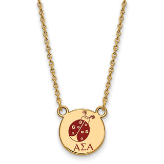 Sterling Silver Gold-plated LogoArt Alpha Sigma Alpha Sorority Symbol Small Color Enamel Pendant 18 inch Necklace GP044ASI-18
