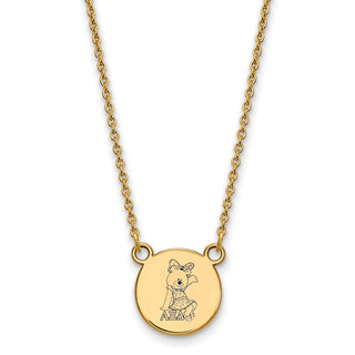 Sterling Silver Gold-plated LogoArt Alpha Xi Delta Sorority Symbol Small Color Enamel Pendant 18 inch Necklace GP044AXD-18