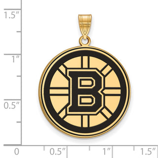 Sterling Silver Gold-plated NHL LogoArt Boston Bruins Extra Large Enameled Pendant