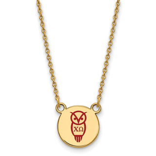 Sterling Silver Gold-plated LogoArt Chi Omega Sorority Symbol Small Color Enamel Pendant 18 inch Necklace GP044CHO-18