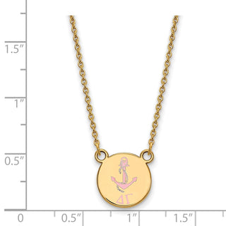 Sterling Silver Gold-plated LogoArt Delta Gamma Sorority Symbol Small Color Enamel Pendant 18 inch Necklace GP044DG-18