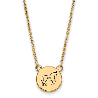Sterling Silver Gold-plated LogoArt Delta Phi Epsilon Sorority Symbol Small Color Enamel Pendant 18 inch Necklace GP044DPH-18
