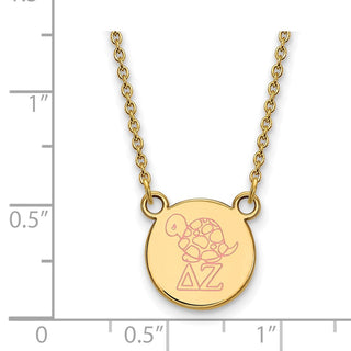 Sterling Silver Gold-plated LogoArt Delta Zeta Sorority Symbol Small Color Enamel Pendant 18 inch Necklace GP044DZ-18