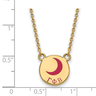 Sterling Silver Gold-plated LogoArt Gamma Phi Beta Sorority Symbol Small Color Enamel Pendant 18 inch Necklace GP044GPB-18