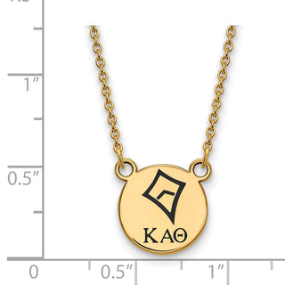 Sterling Silver Gold-plated LogoArt Kappa Alpha Theta Sorority Symbol Small Color Enamel Pendant 18 inch Necklace GP044KAT-18
