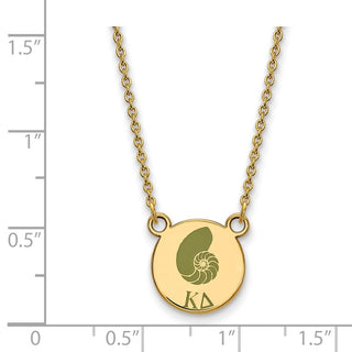 Sterling Silver Gold-plated LogoArt Kappa Delta Sorority Symbol Small Color Enamel Pendant 18 inch Necklace GP044KD-18