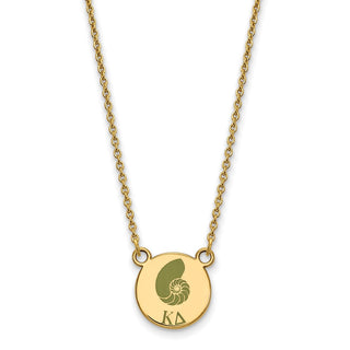 Sterling Silver Gold-plated LogoArt Kappa Delta Sorority Symbol Small Color Enamel Pendant 18 inch Necklace GP044KD-18