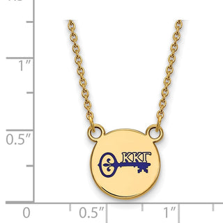 Sterling Silver Gold-plated LogoArt Kappa Kappa Gamma Sorority Symbol Small Color Enamel Pendant 18 inch Necklace GP044KKG-18