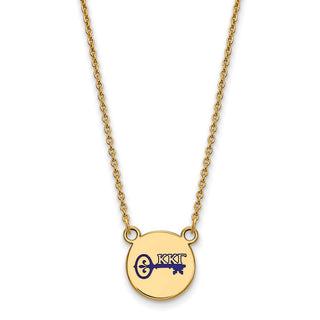 Sterling Silver Gold-plated LogoArt Kappa Kappa Gamma Sorority Symbol Small Color Enamel Pendant 18 inch Necklace GP044KKG-18