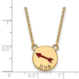 Sterling Silver Gold-plated LogoArt Pi Beta Phi Sorority Symbol Small Color Enamel Pendant 18 inch Necklace GP044PBP-18