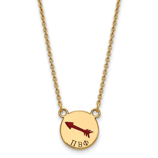 Sterling Silver Gold-plated LogoArt Pi Beta Phi Sorority Symbol Small Color Enamel Pendant 18 inch Necklace GP044PBP-18
