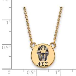 Sterling Silver Gold-plated LogoArt Phi Sigma Sigma Sorority Symbol Small Color Enamel Pendant 18 inch Necklace GP044PSS-18