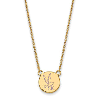 Sterling Silver Gold-plated LogoArt Sigma Kappa Sorority Symbol Small Color Enamel Pendant 18 inch Necklace GP044SKP-18