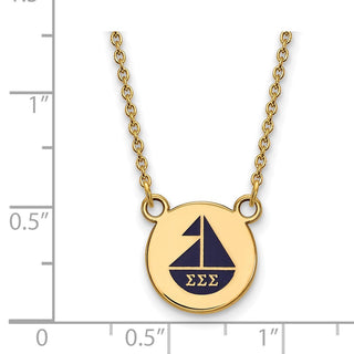 Sterling Silver Gold-plated LogoArt Sigma Sigma Sigma Sorority Symbol Small Color Enamel Pendant 18 inch Necklace GP044SSS-18
