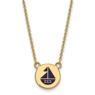Sterling Silver Gold-plated LogoArt Sigma Sigma Sigma Sorority Symbol Small Color Enamel Pendant 18 inch Necklace GP044SSS-18