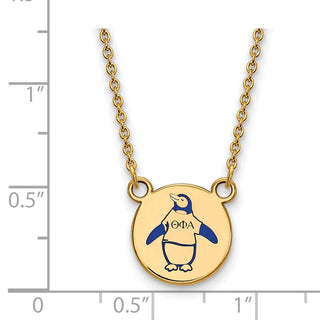 Sterling Silver Gold-plated LogoArt Theta Phi Alpha Sorority Symbol Small Color Enamel Pendant 18 inch Necklace GP044TPA-18